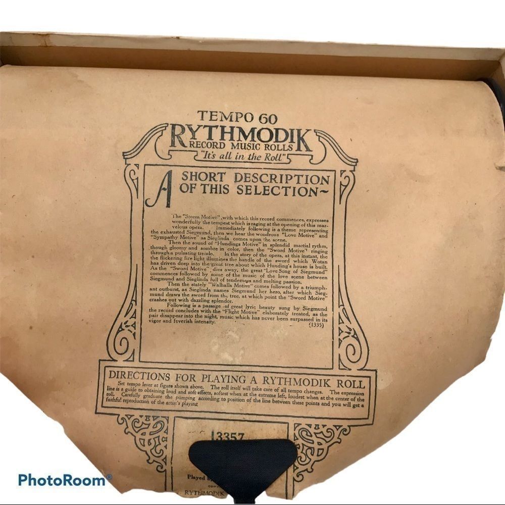 Antique Rythmodik Player Piano “Record” Music Roll